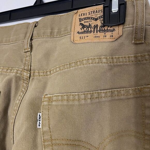 LEVIS tan cord khaki straight leg pants size 16 reg 28x28 Juniors jeans - Picture 5 of 6